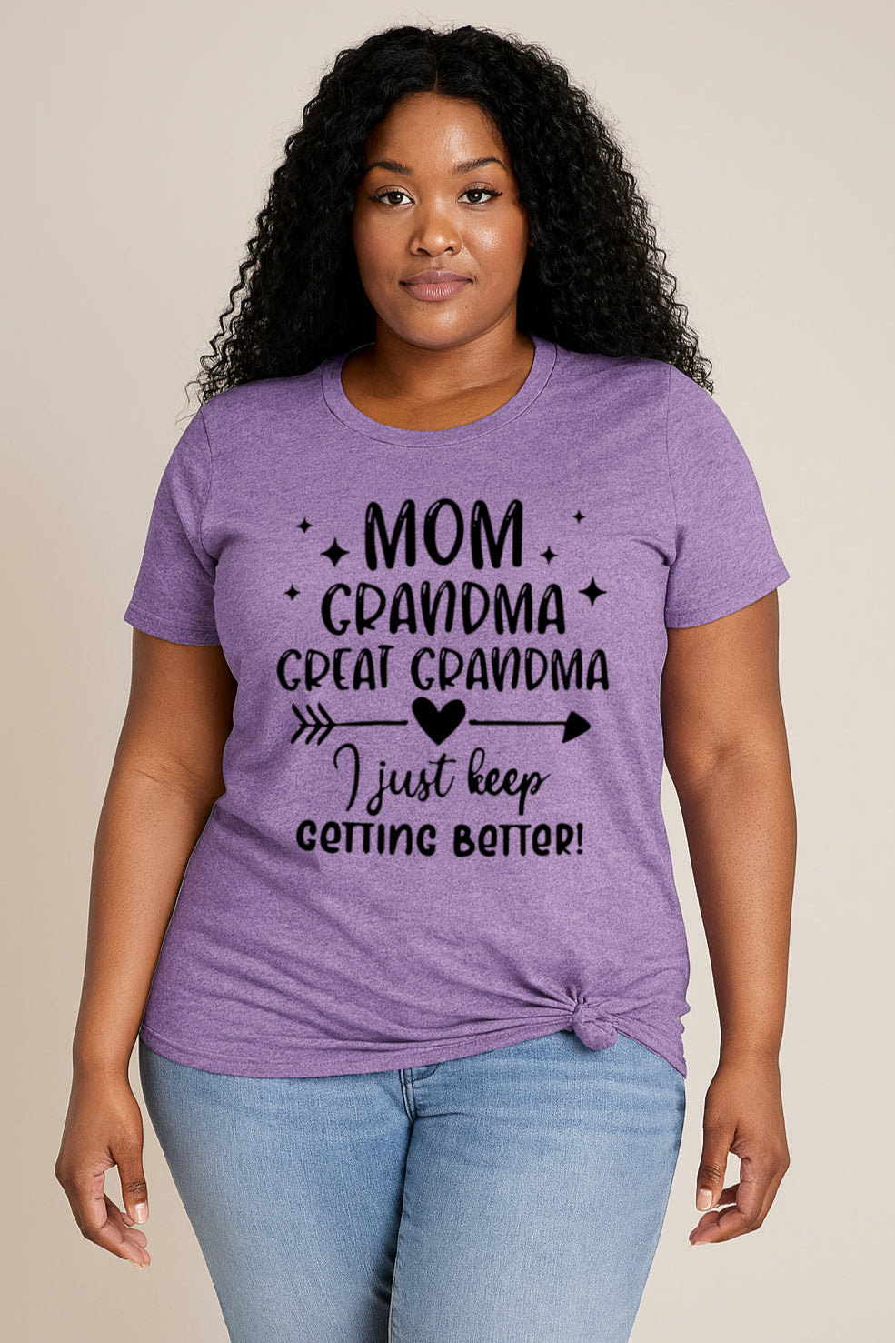 Mom Grandma Great Grandma Print Women Slogan Plus Size T-shirt