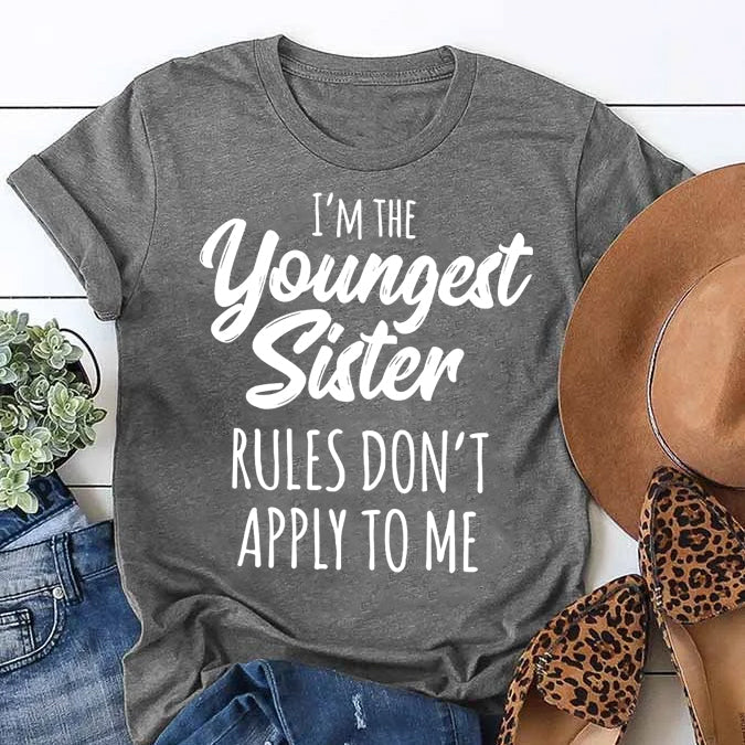 Je suis la plus jeune sœur mode lettre impression femmes Slogan T-Shirt