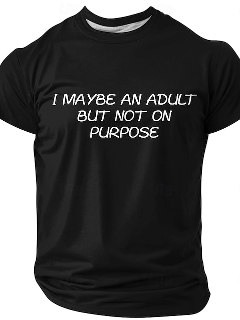 I Maybe An Adult Letter Print Men Slogan T-Shirt