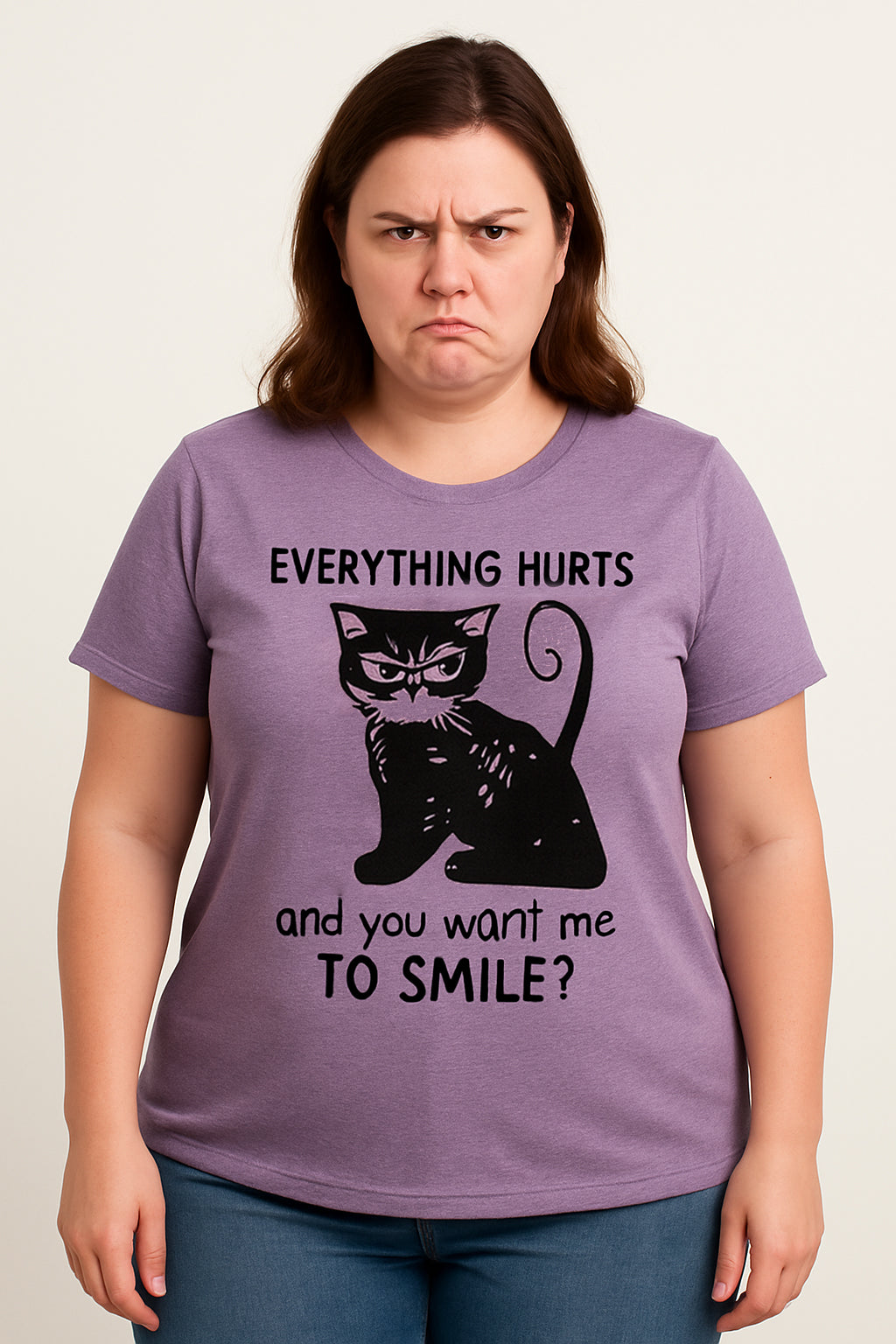 Everything Hurts Print Women Slogan Plus Size T-shirt