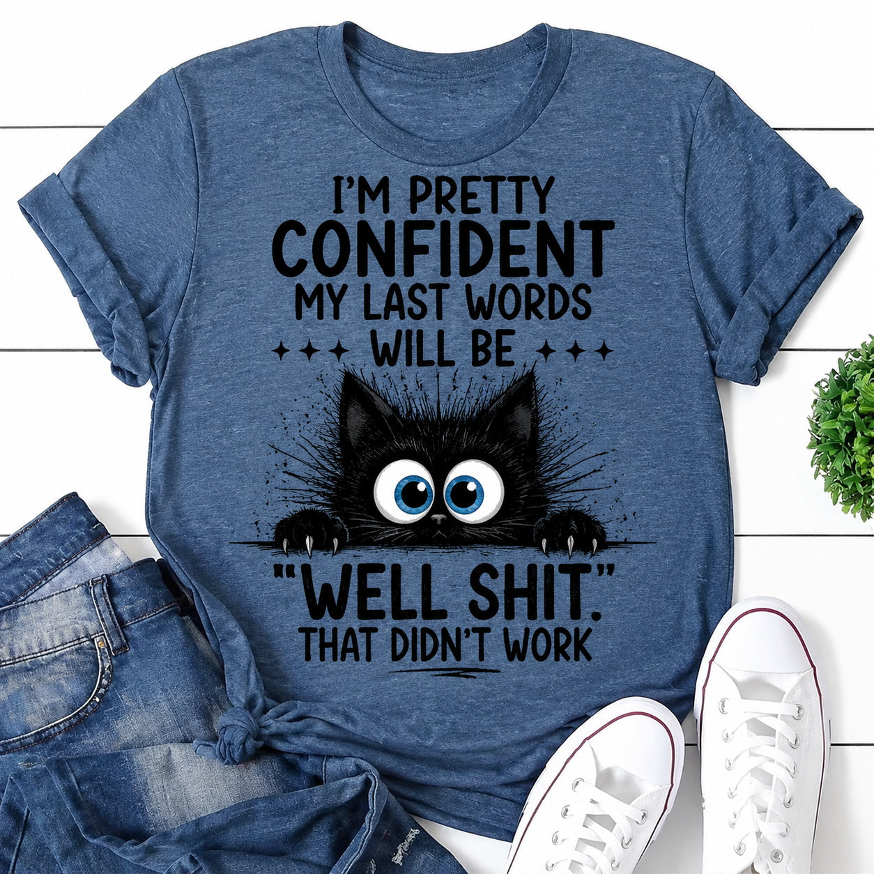 I'm Pretty Confident Cat Print Women Slogan T-Shirt