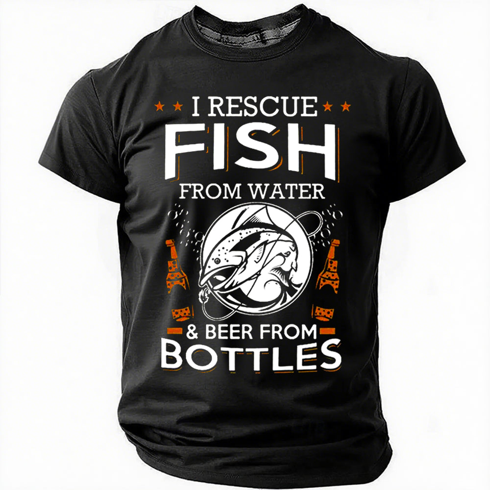Je sauve les poissons de l'eau T-shirt avec slogan imprimé pour hommes