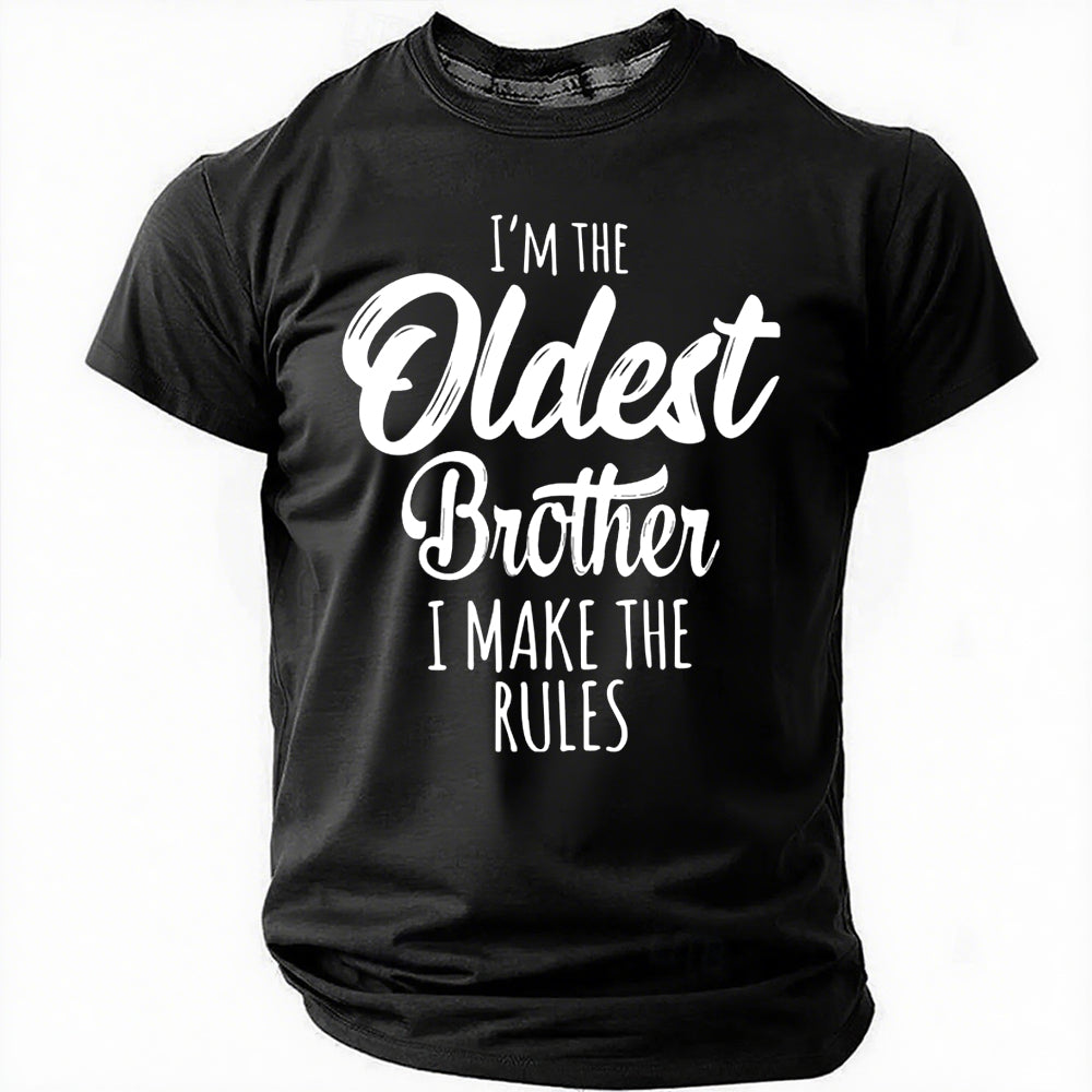 Je suis le plus vieux frère imprimé T-shirt avec slogan pour hommes