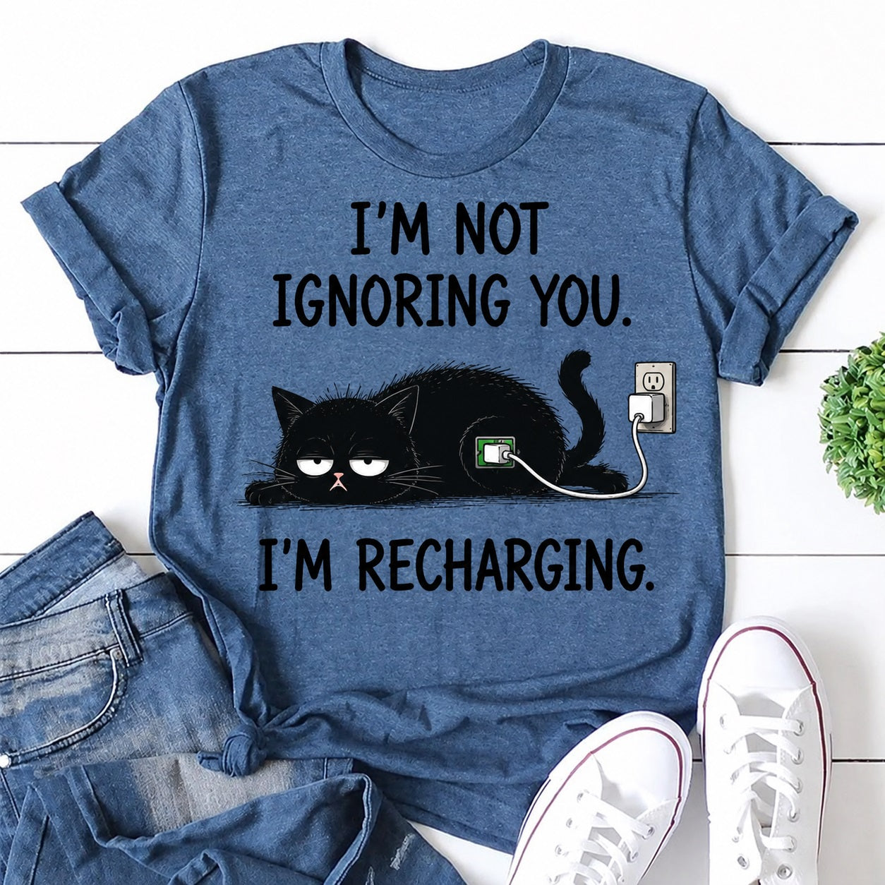 I'm Not Igonring You Cat Print Women Slogan T-Shirt