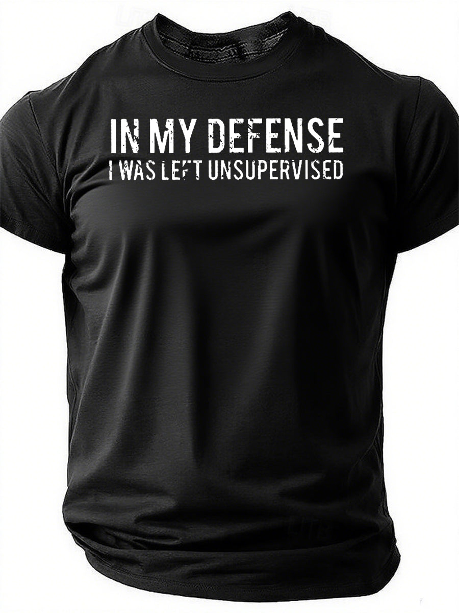 In My Defense Print Men Slogan T-Shirt