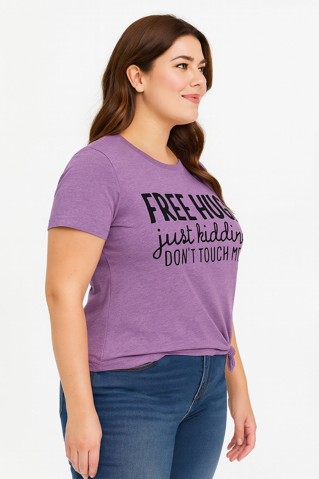 Free Hugs Fashion Letter Print Women Slogan Plus Size T-Shirt