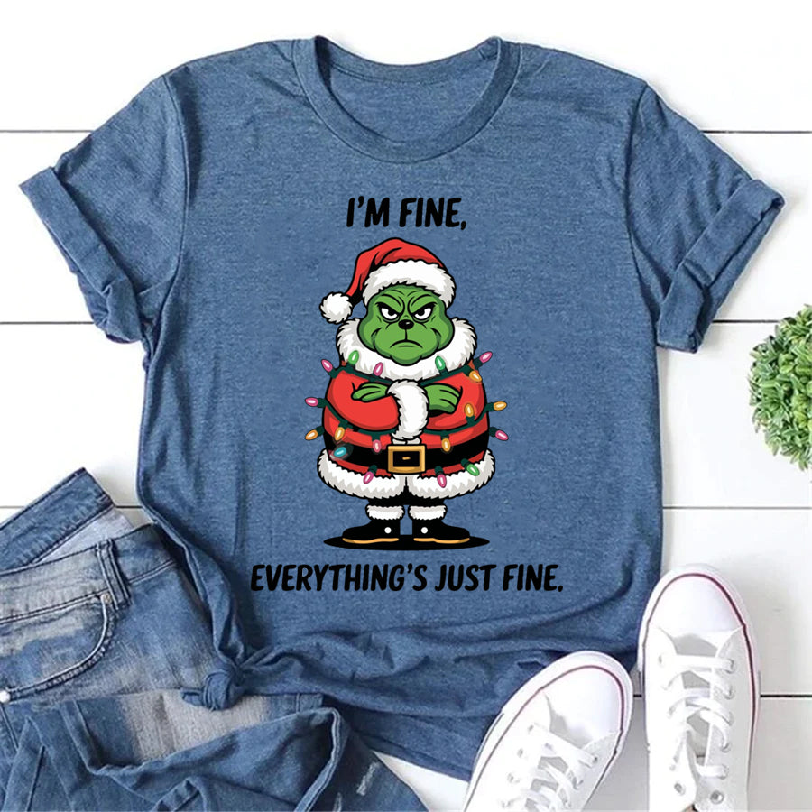 Grumpy Santa Funny Print Women Slogan T-Shirt