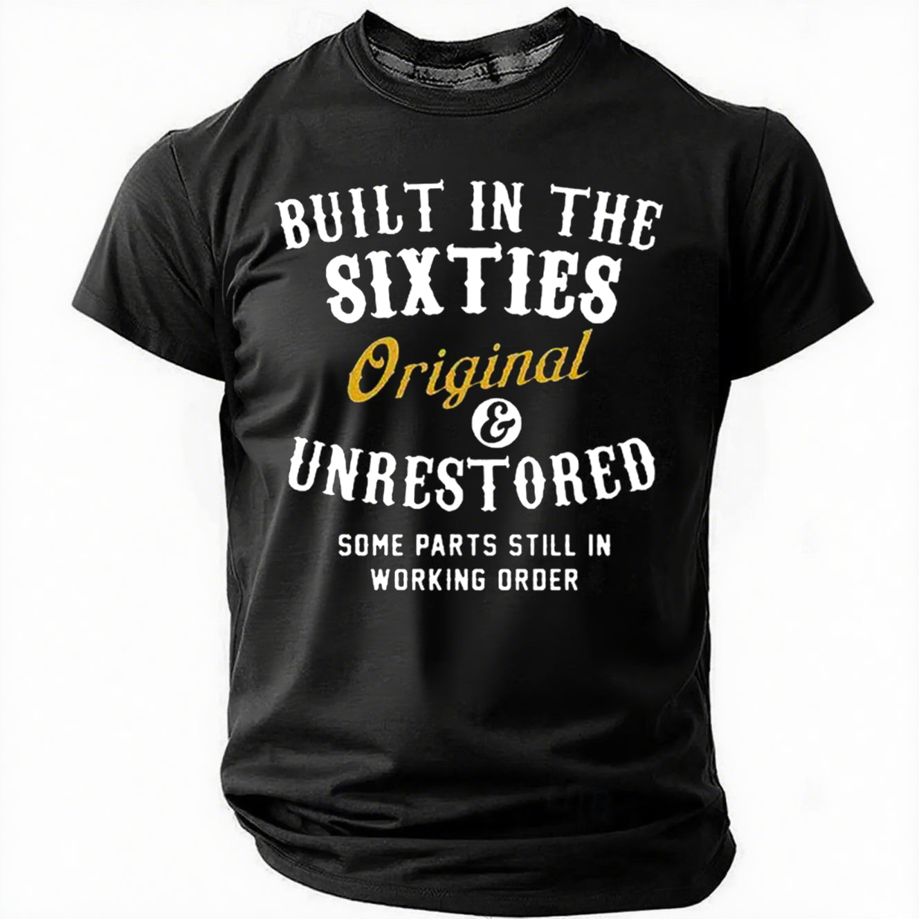 T-shirt avec slogan imprimé pour hommes construit dans les années 60