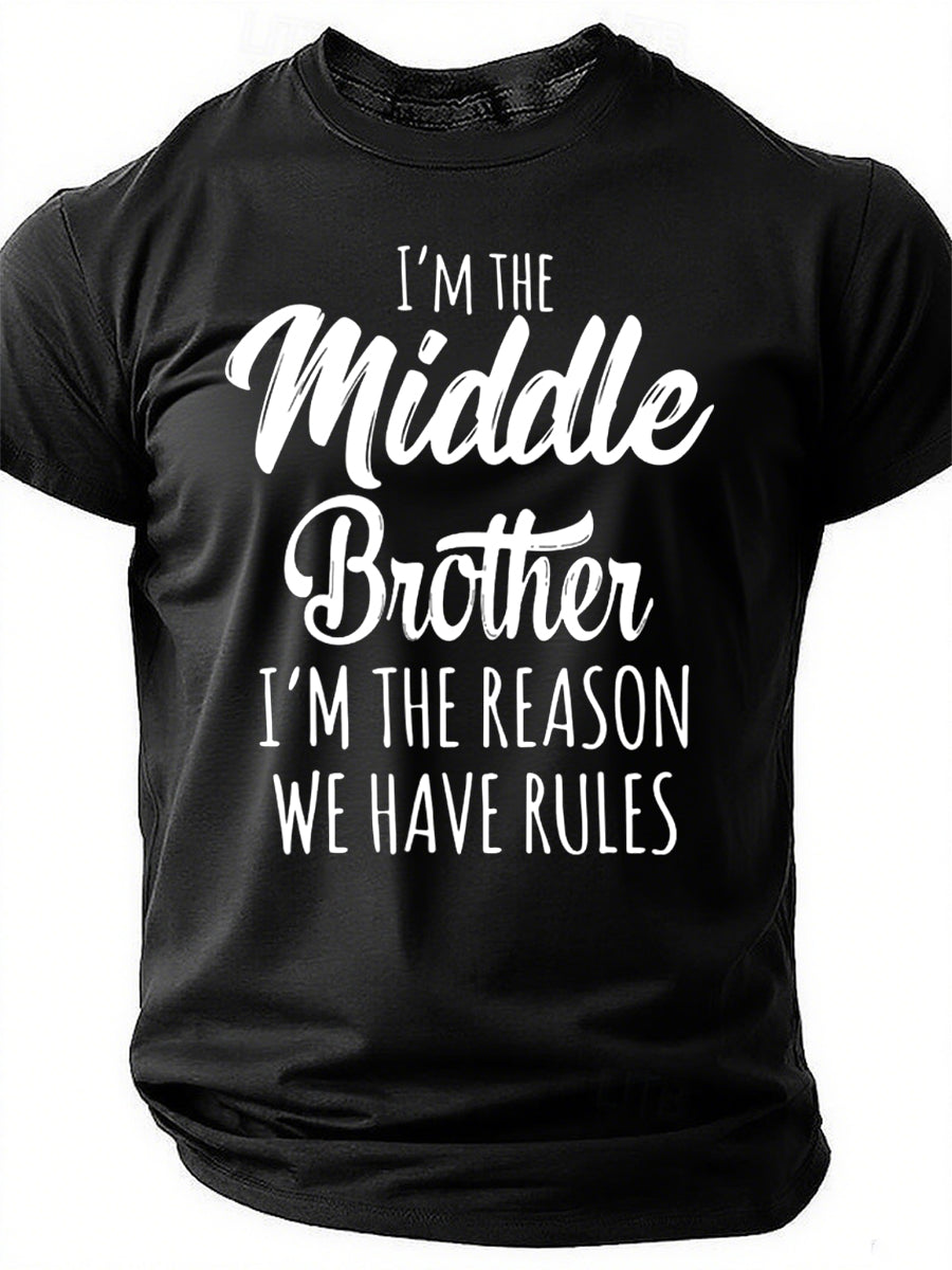 Je suis le frère du milieu imprimé T-Shirt avec slogan pour hommes