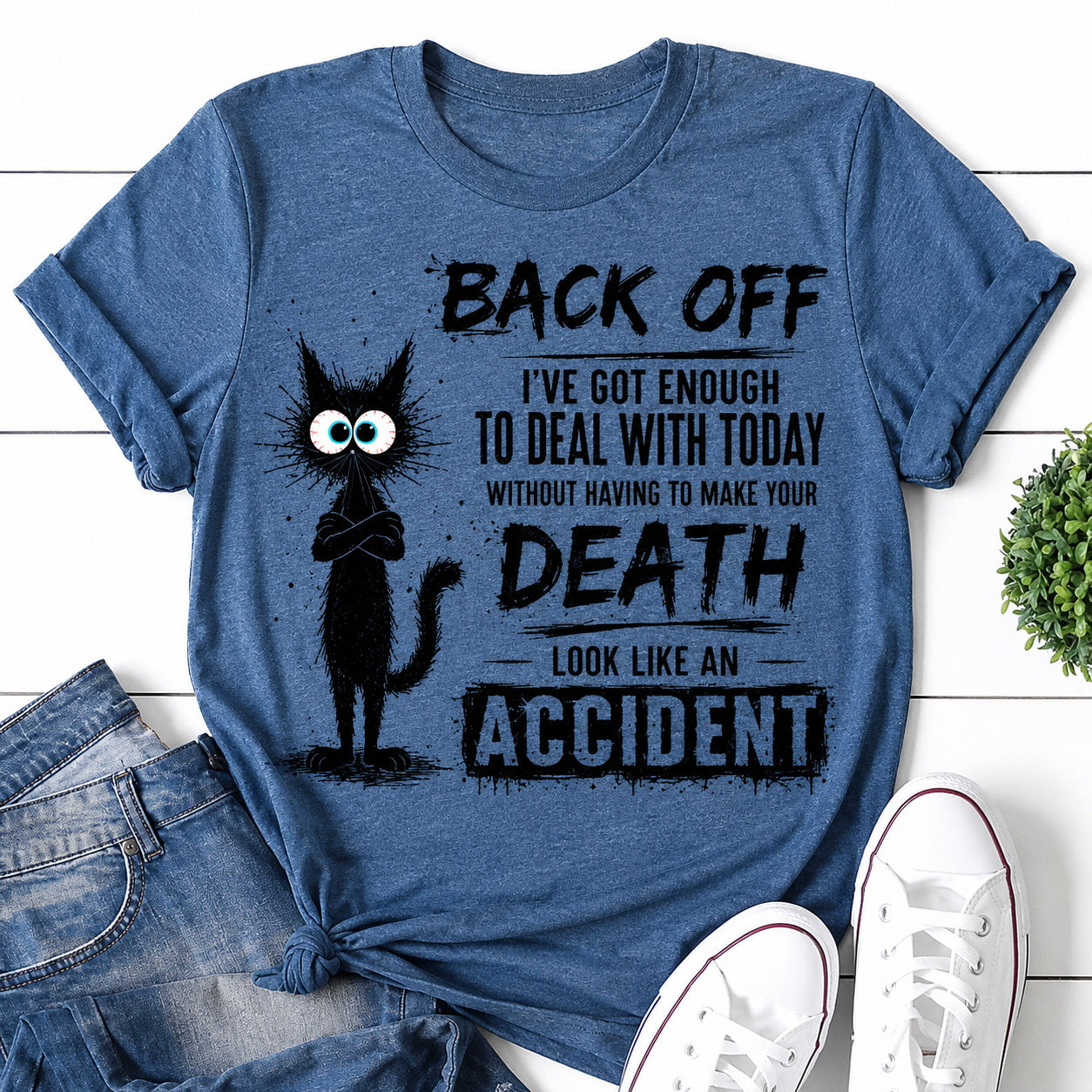 Back Off Cat Print Women Slogan T-Shirt