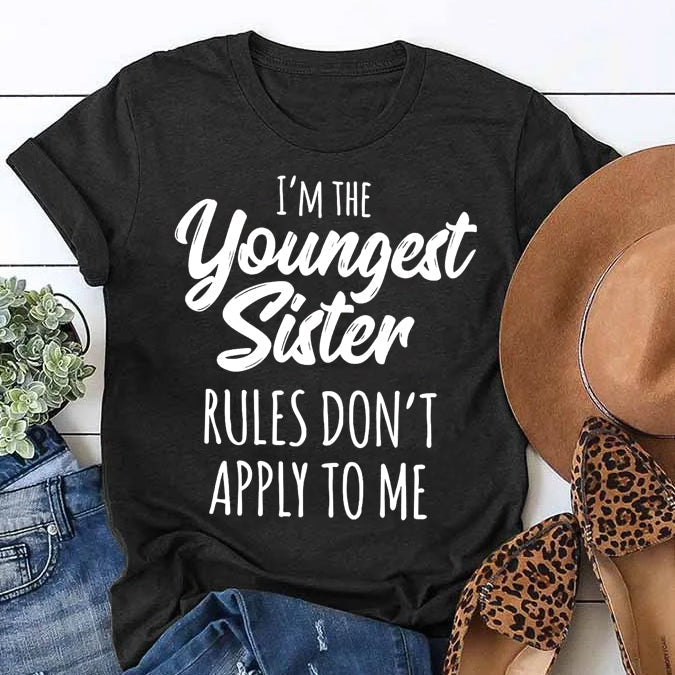 Je suis la plus jeune sœur mode lettre impression femmes Slogan T-Shirt
