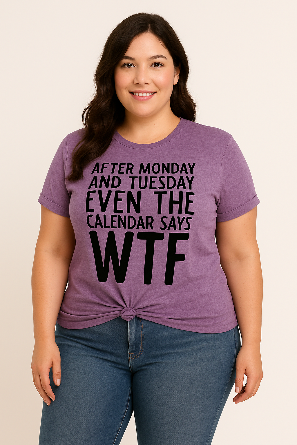 After Monday And Tuesday Print Women Slogan Plus Size T-Shirt