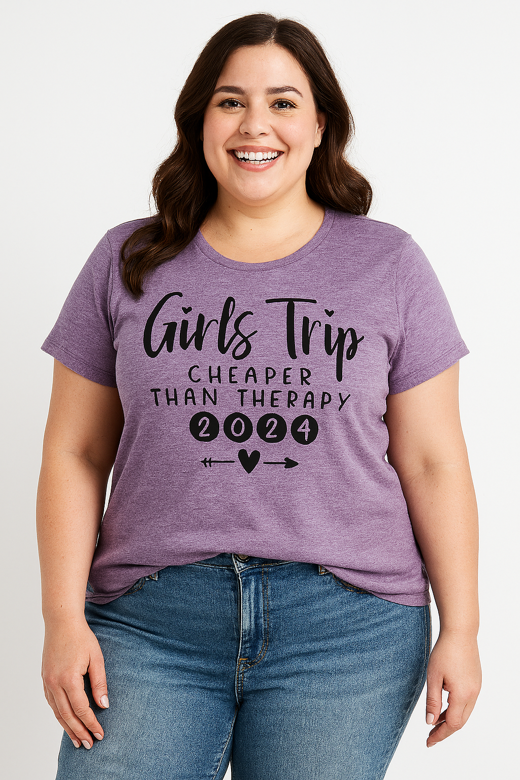 Pretty Girl Trip Letter Print Women Slogan Plus Size T-Shirt