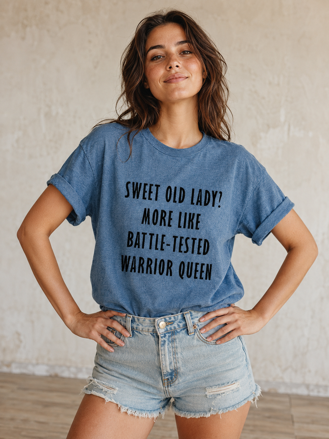 Sweet Old Lady Tee Slogan Lettre Graphique Col rond Femmes T-shirt