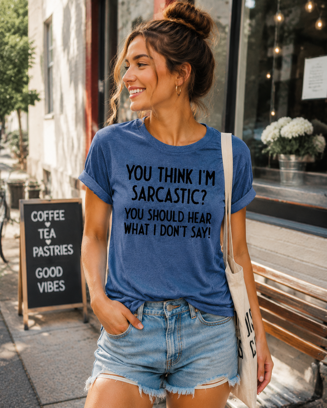 Vous pensez que je suis sarcastique, t-shirt avec slogan imprimé pour femmes