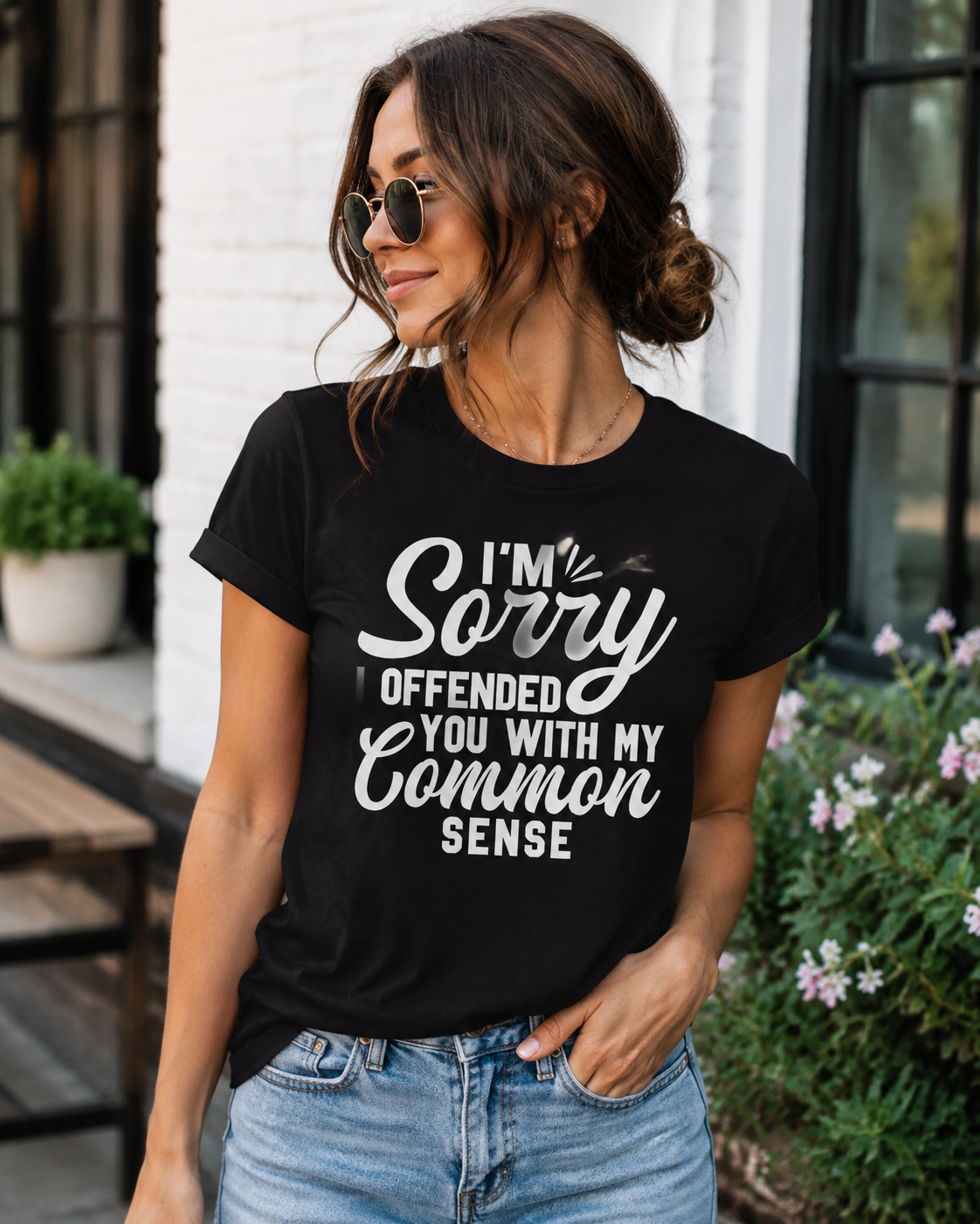 "Je suis désolé de vous avoir offensé avec mon bon sens" T-shirt imprimé avec lettre