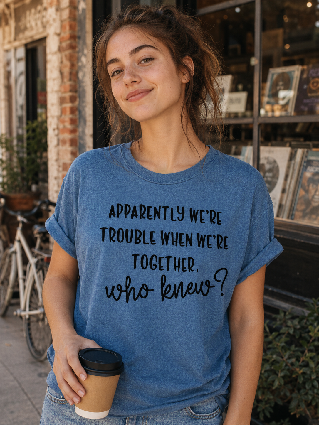 Apparemment, nous avons des problèmes, lettre imprimée, t-shirt avec slogan pour femmes