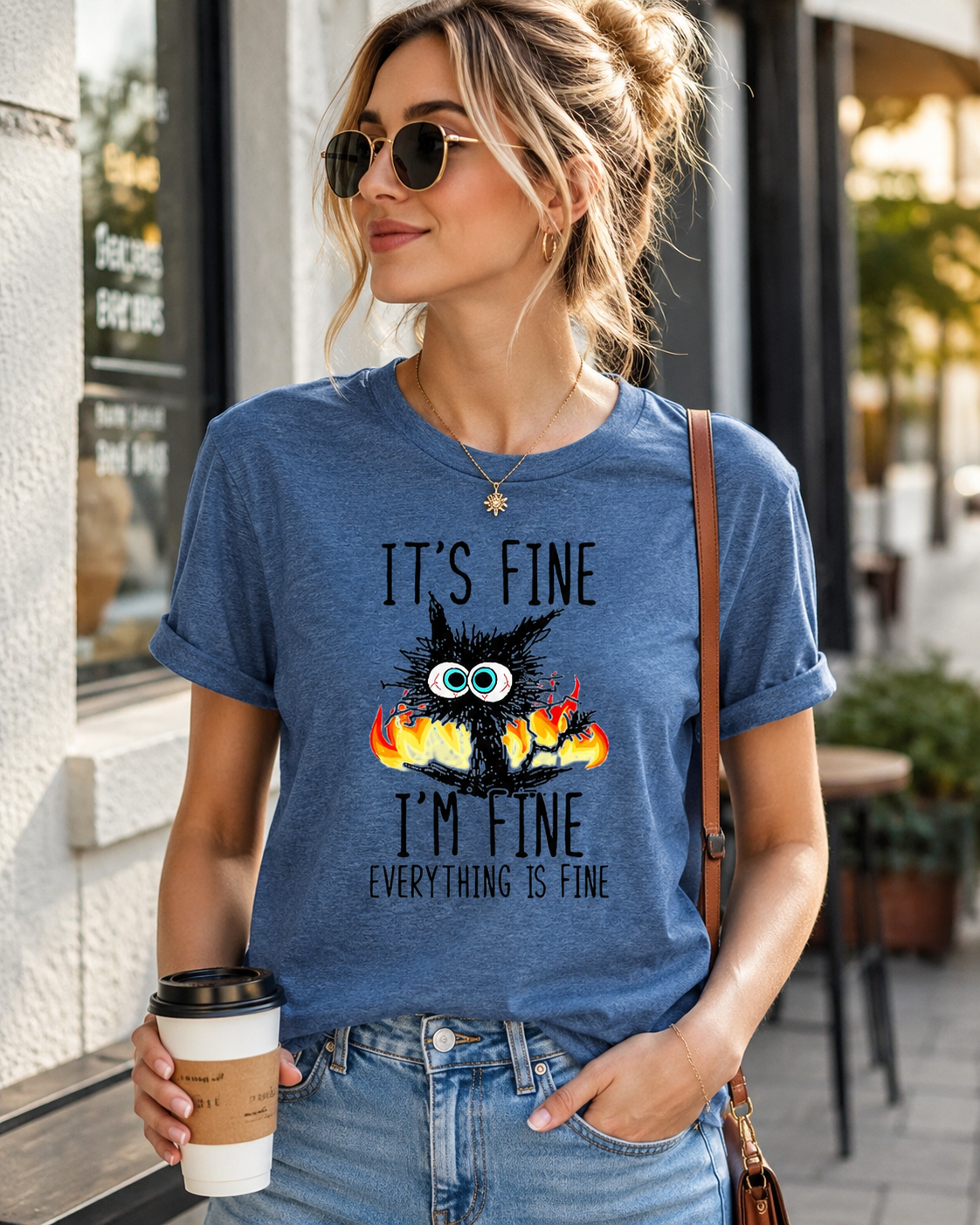 C'est bien, je vais bien, t-shirt avec slogan imprimé pour femmes