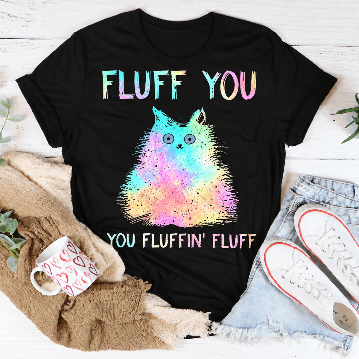 Black women's T-shirt with Fluff You You Fluffin' Fluff graphic