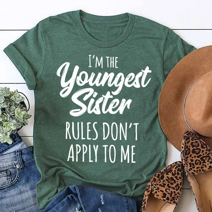 Je suis la plus jeune sœur mode lettre impression femmes Slogan T-Shirt
