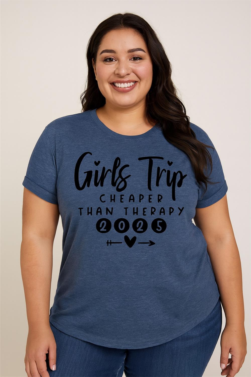 Pretty Girl Trip 2025 Letter Print Women Slogan Plus Size T-Shirt
