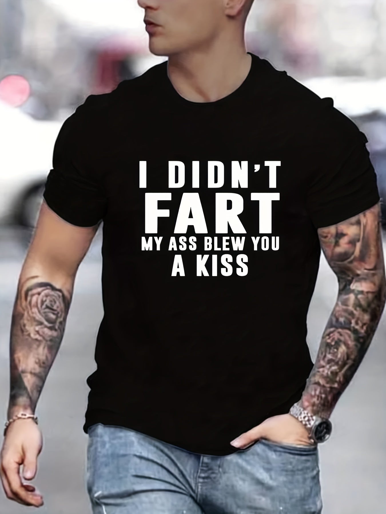 Je n'ai pas pété mon cul t'as fait exploser T-shirt avec slogan imprimé pour hommes