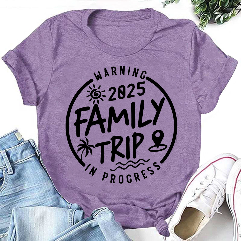 Family Trip 2025 Letter Print Women Slogan T-Shirt