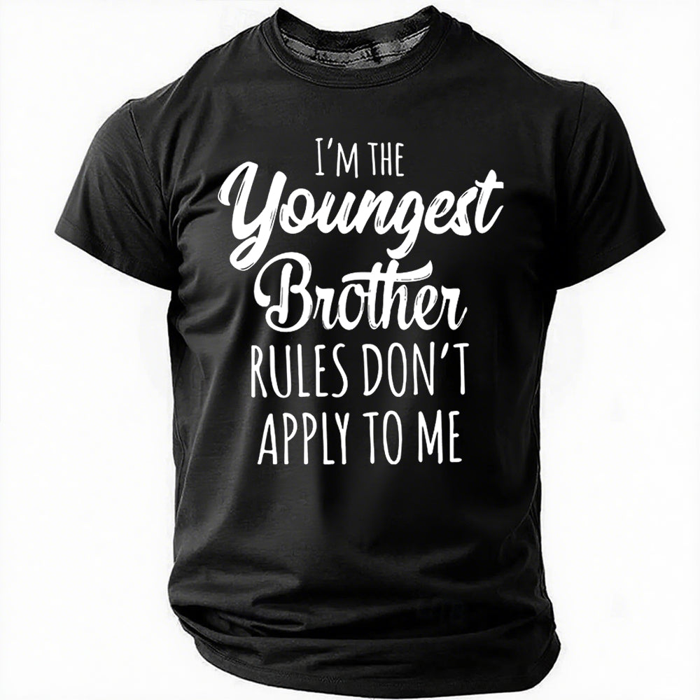 Je suis le plus jeune frère imprimé T-shirt avec slogan pour hommes