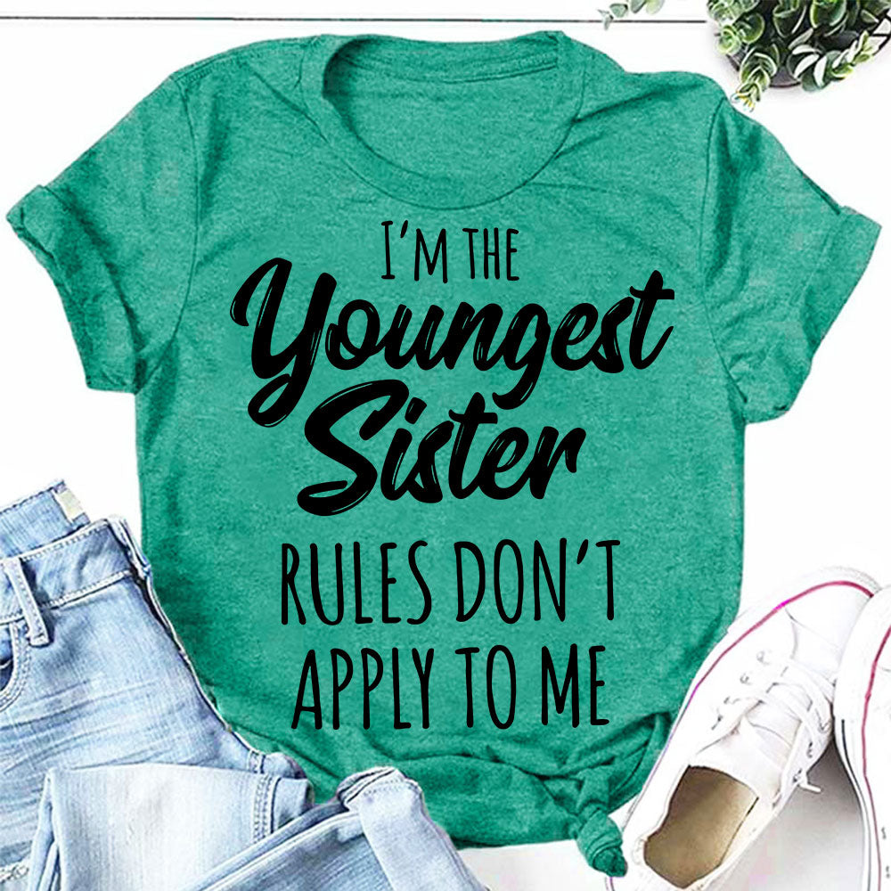 Je suis la plus jeune sœur mode lettre impression femmes Slogan T-Shirt