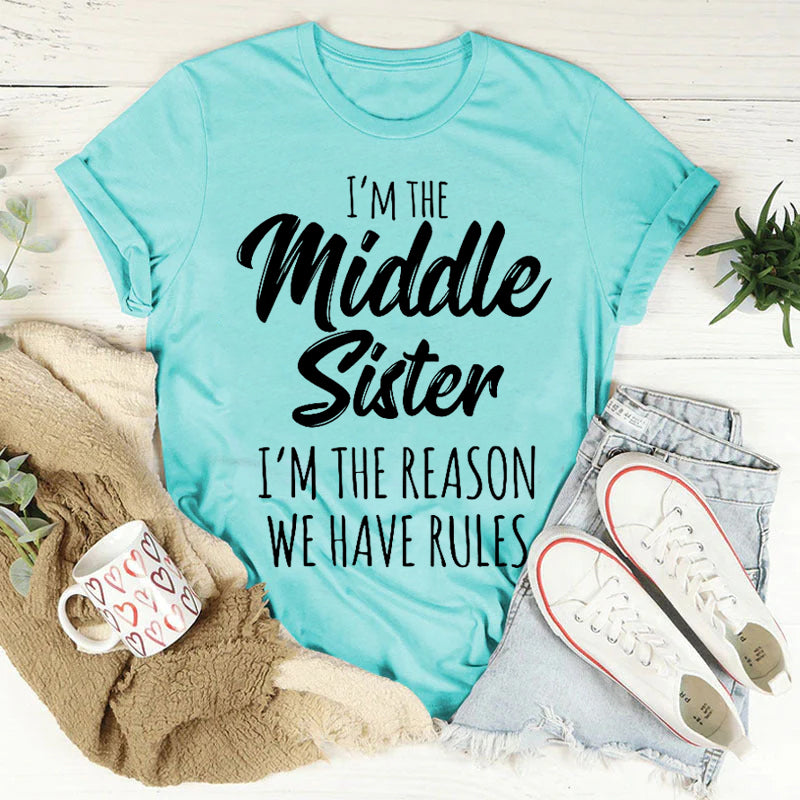 Je suis la sœur du milieu mode lettre impression femmes Slogan T-Shirt