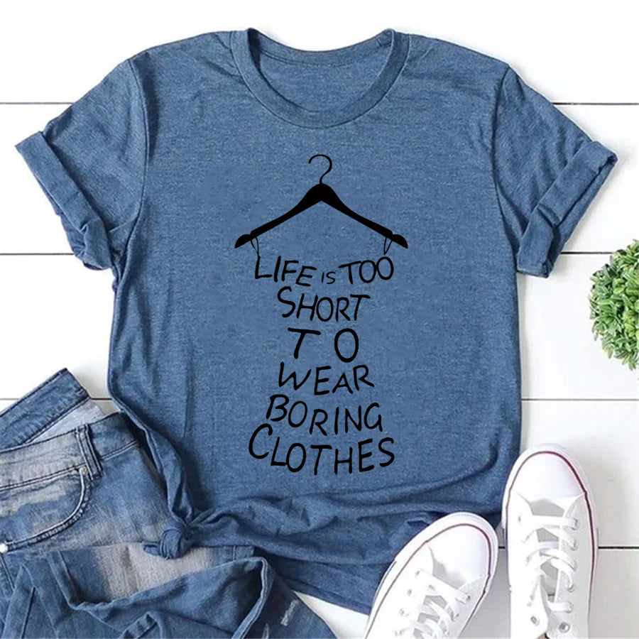Life Is Too Short Letter Print Women Slogan T-Shirt