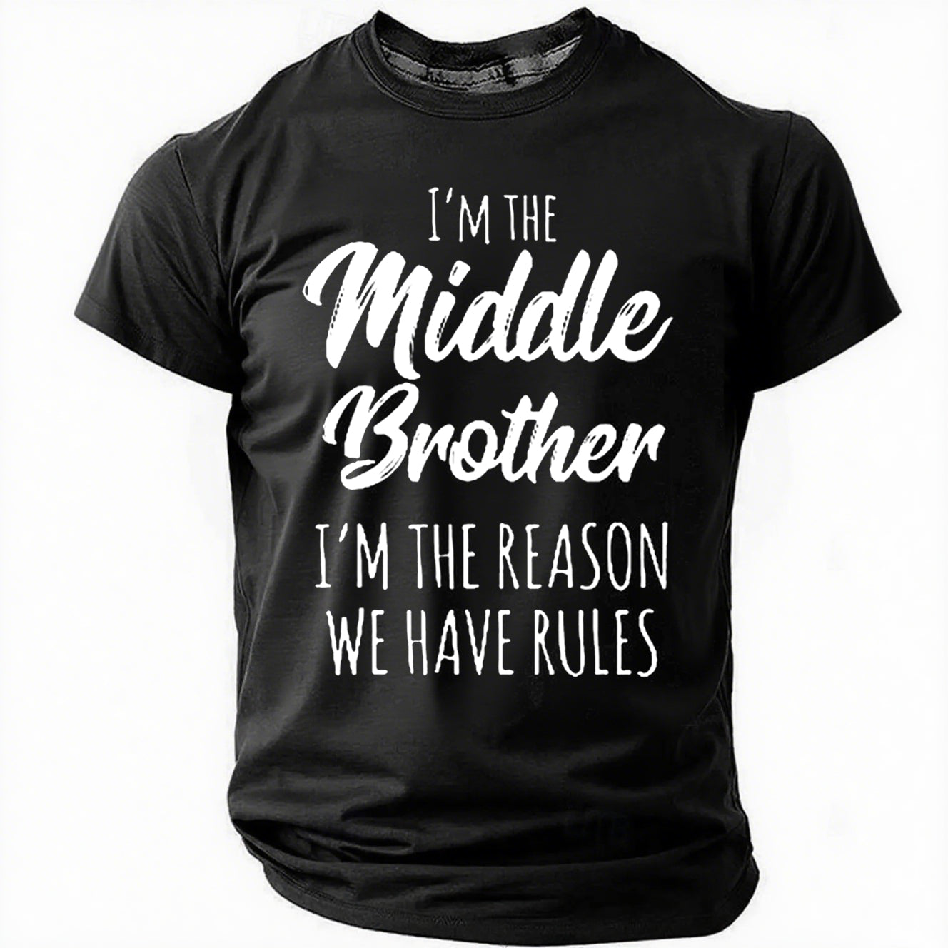 Je suis le frère du milieu imprimé T-Shirt avec slogan pour hommes