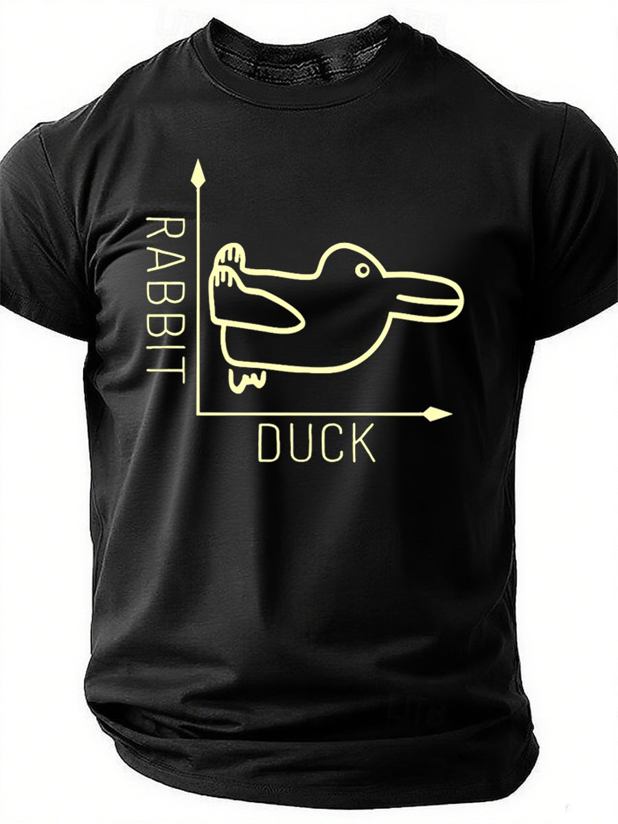 Rabbit Duck Print Men Slogan T-Shirt