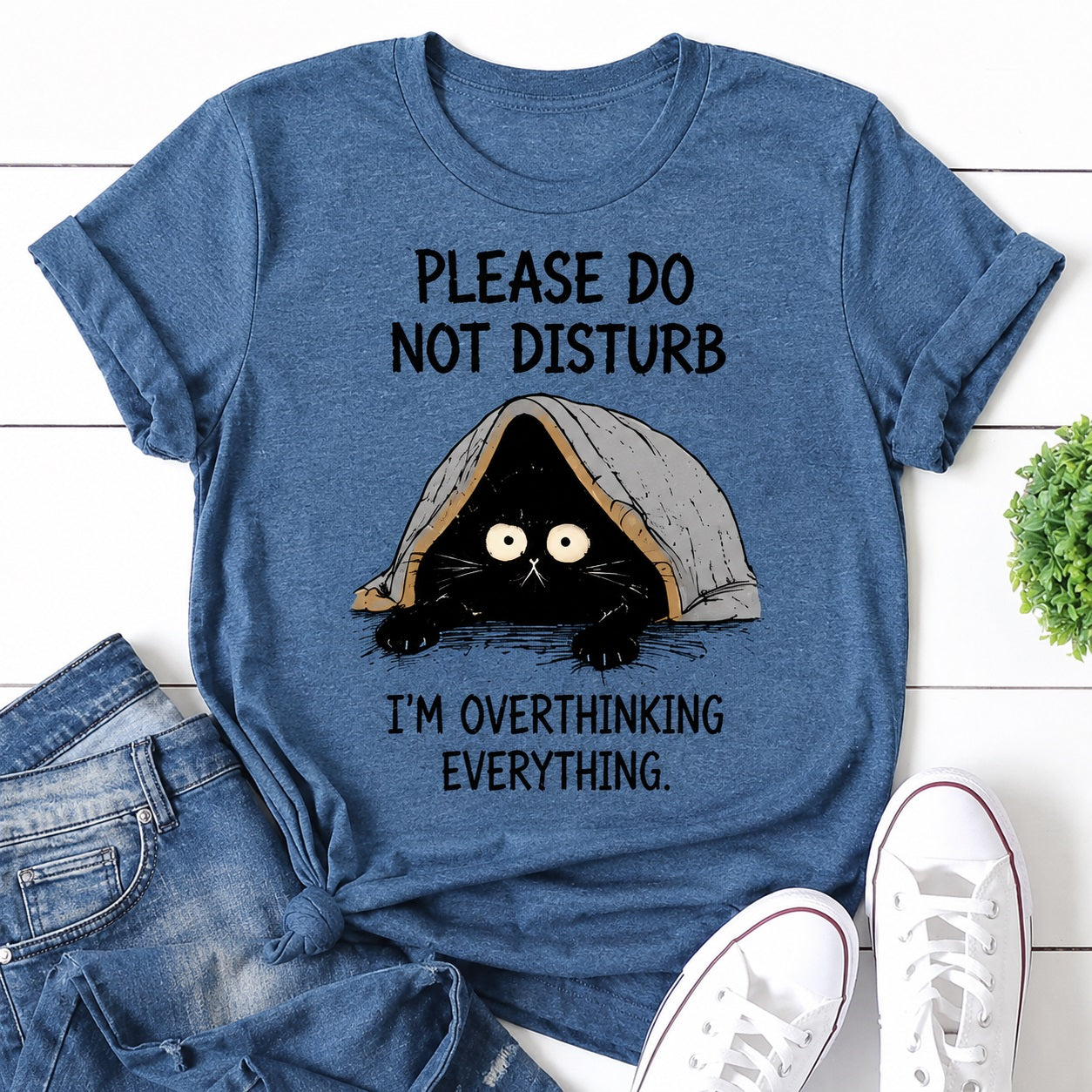 Please Do Not Disturb Cat Print Women Slogan T-Shirt