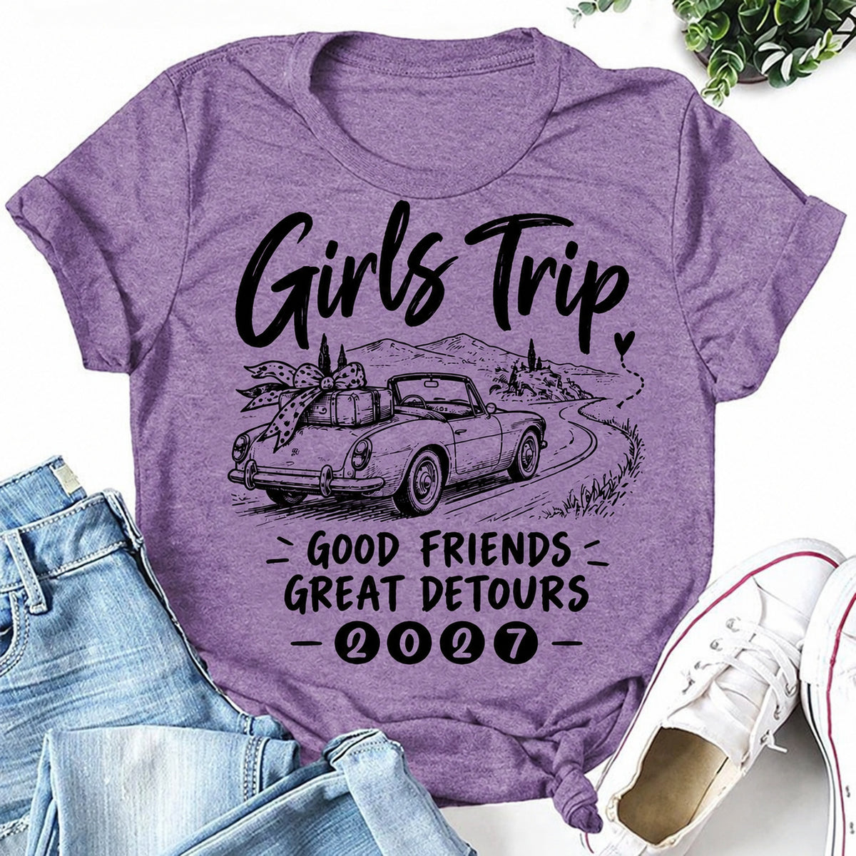 Girls Trip 2027 Good Friends Great Detours purple women's T-shirt