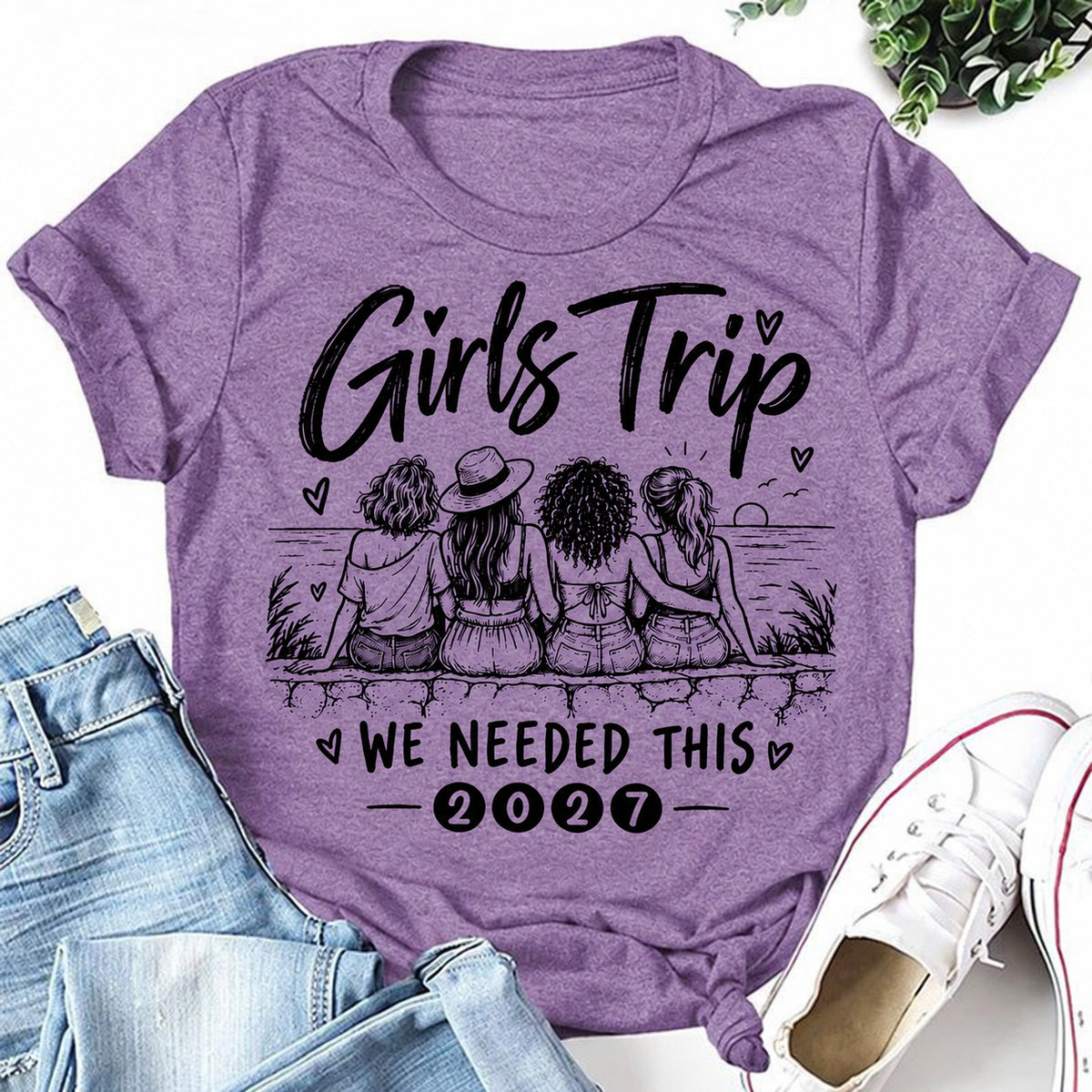 Girls Trip 2027 We Needed This purple women's T-shirt
