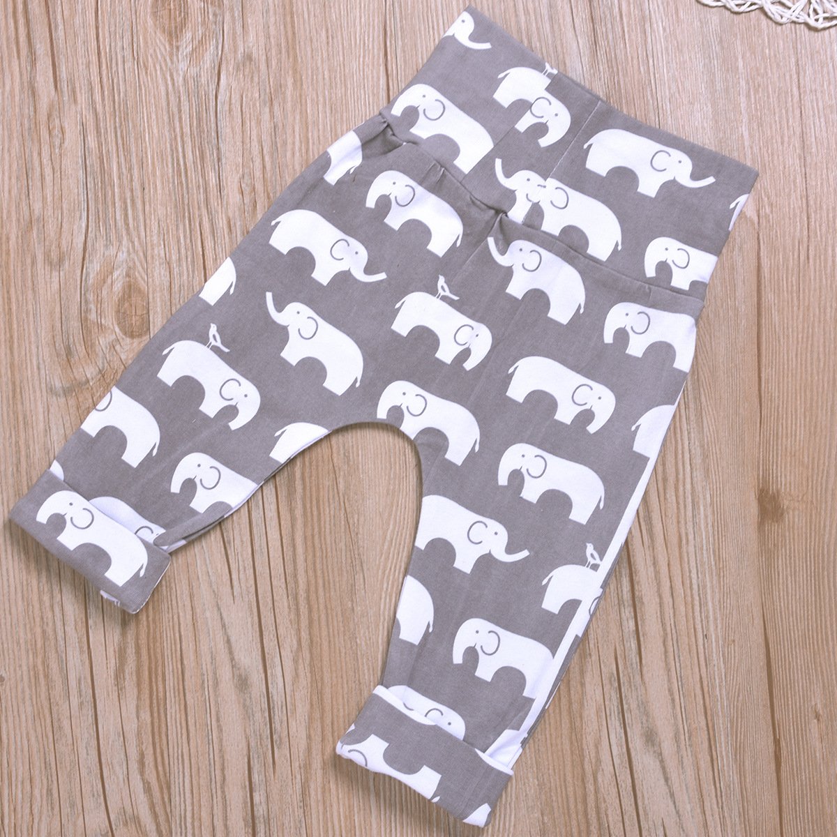 Allover Elephant Printed Bodysuit with Pants Set