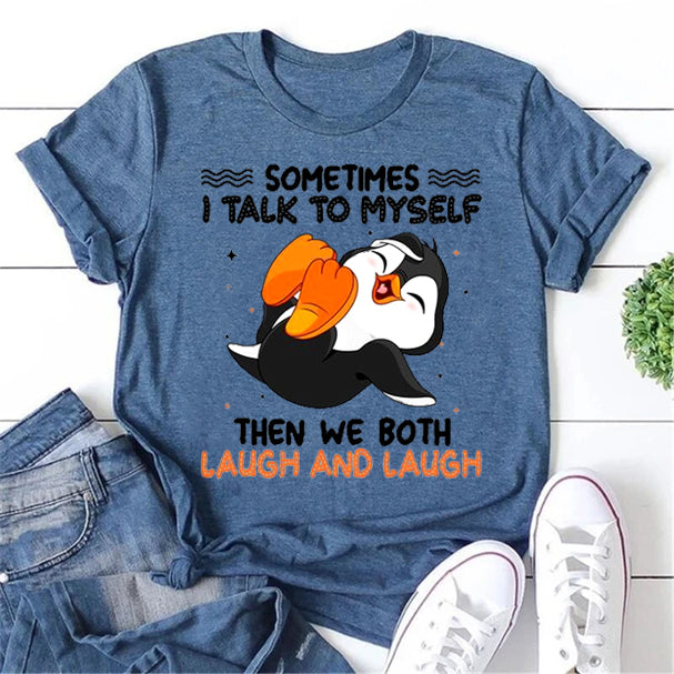 Parfois, je me parle à moi-même, t-shirt avec slogan imprimé pour femmes