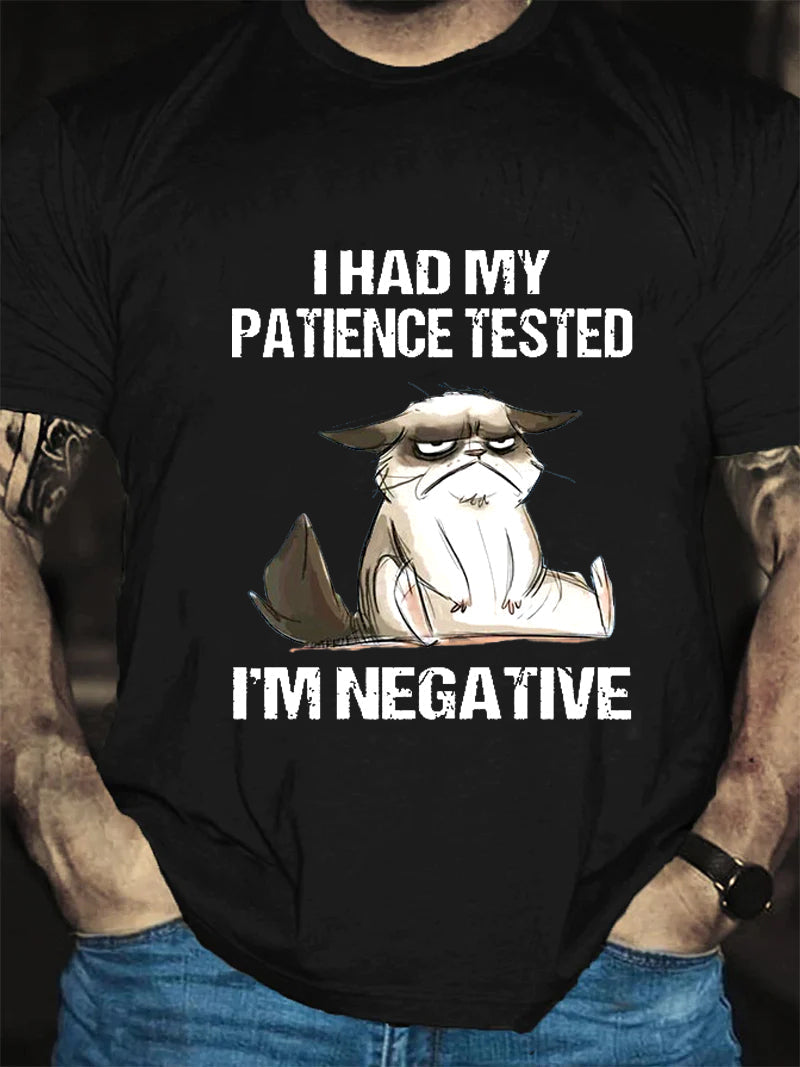 T-shirt avec slogan imprimé pour homme, j'ai fait tester ma patience