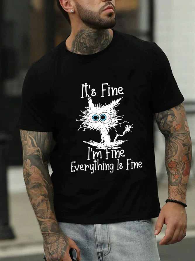 C'EST BIEN JE vais bien T-shirt avec slogan imprimé pour hommes