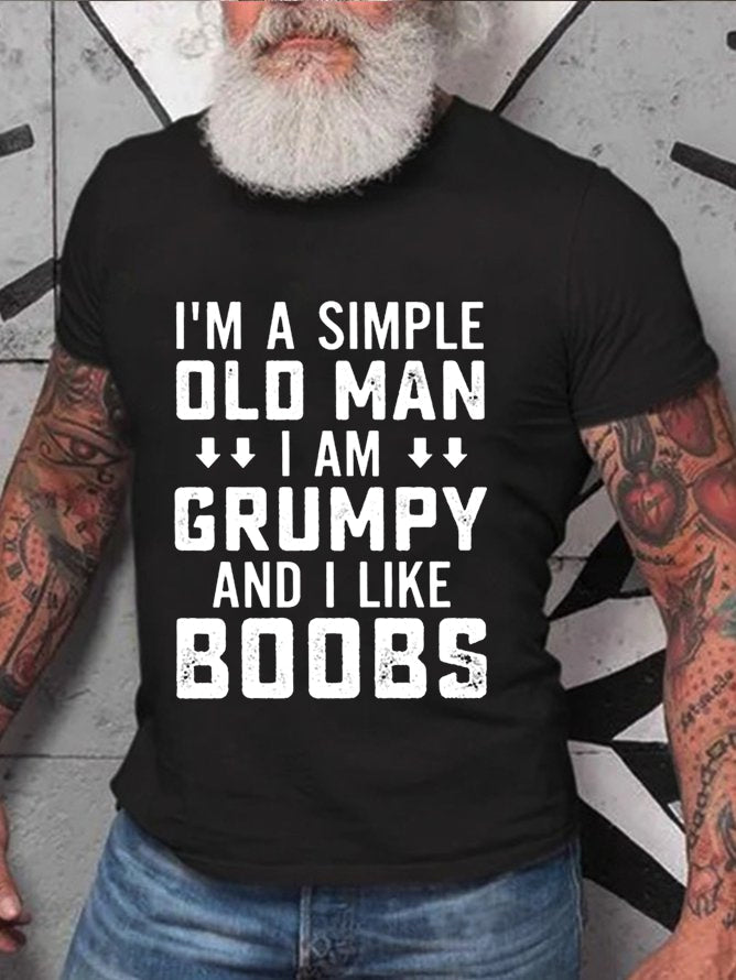 Je suis un simple vieil homme imprimé T-shirt avec slogan pour hommes