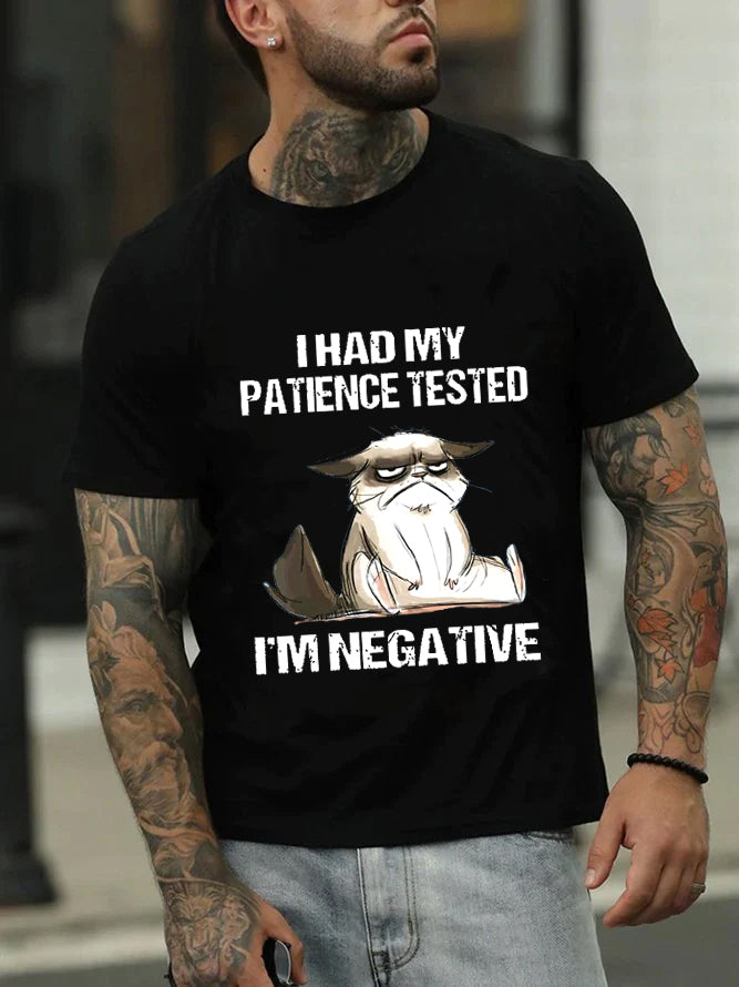 T-shirt avec slogan imprimé pour homme, j'ai fait tester ma patience