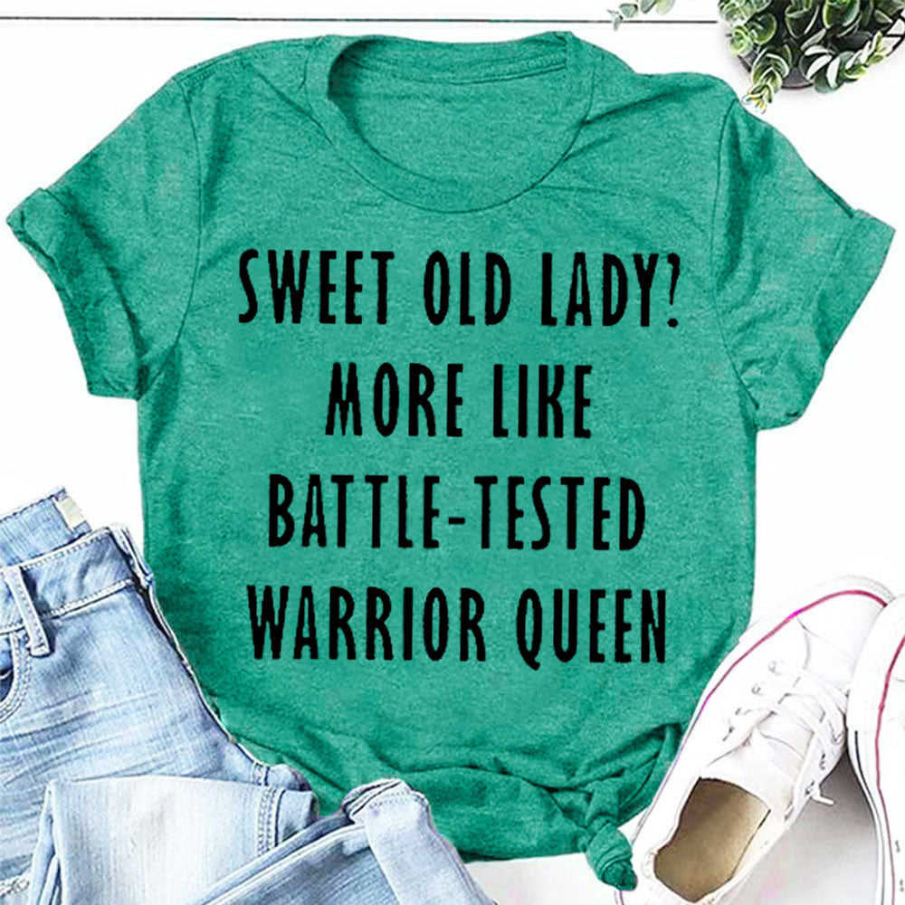 Sweet Old Lady Tee Slogan Lettre Graphique Col rond Femmes T-shirt