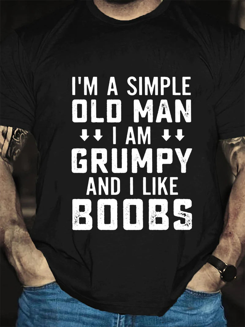 Je suis un simple vieil homme imprimé T-shirt avec slogan pour hommes