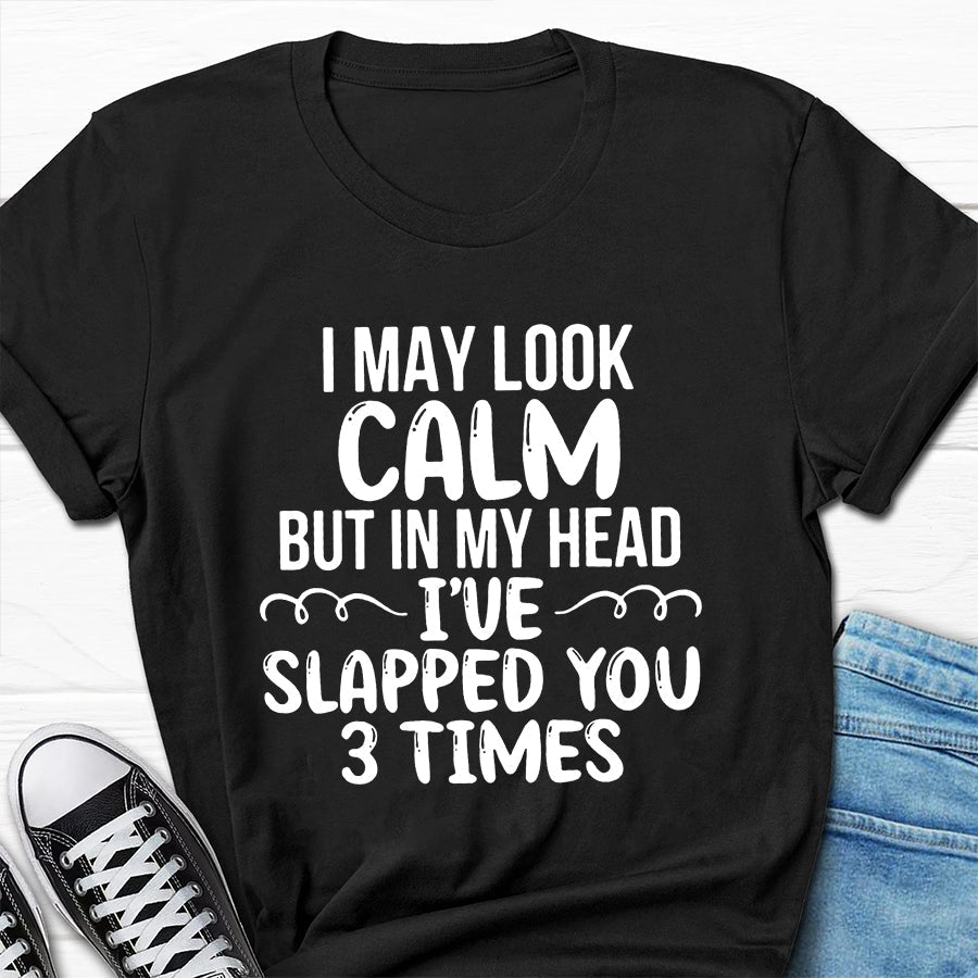 T-shirt avec slogan «Je peux avoir l'air calme» pour hommes