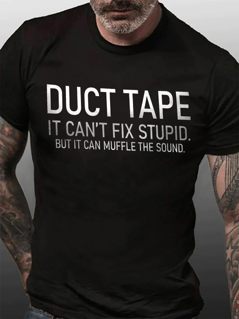 DUCT TAPE Print Men Slogan T-Shirt