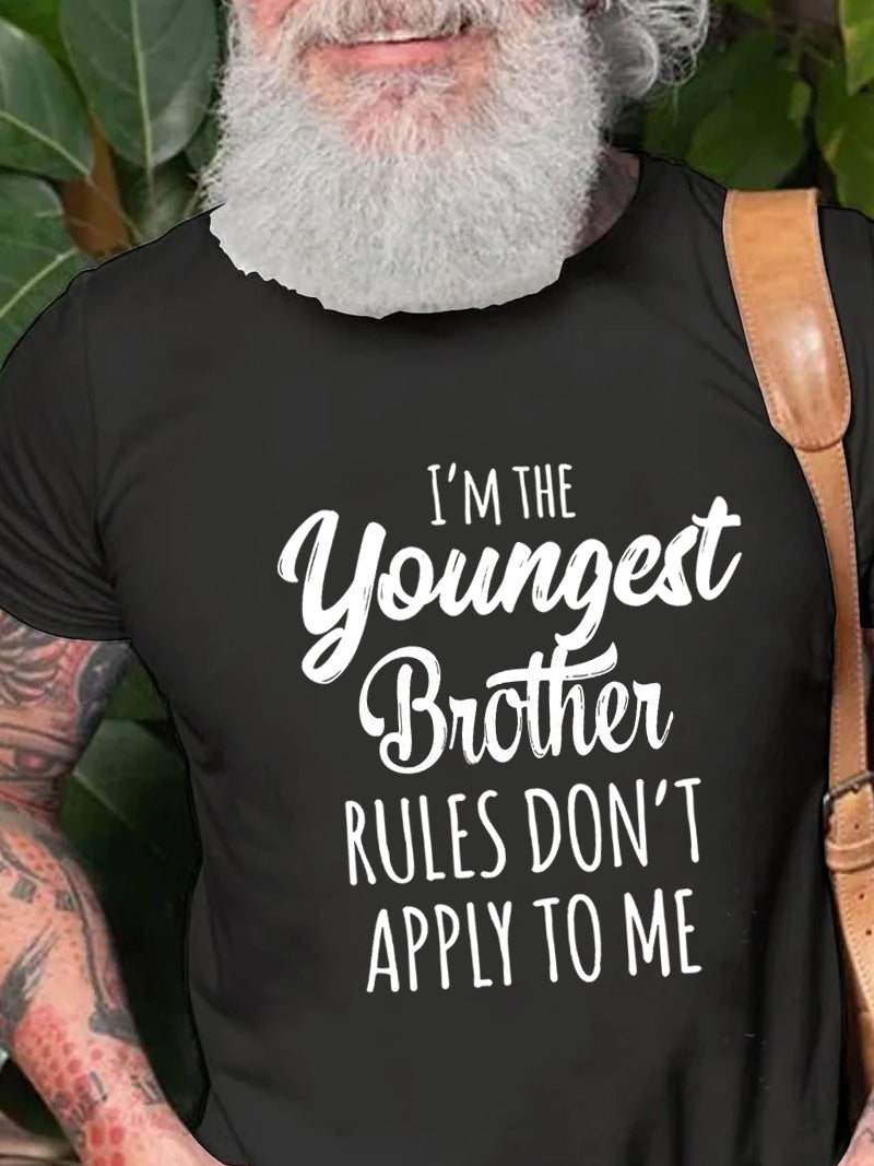 Je suis le plus jeune frère imprimé T-shirt avec slogan pour hommes