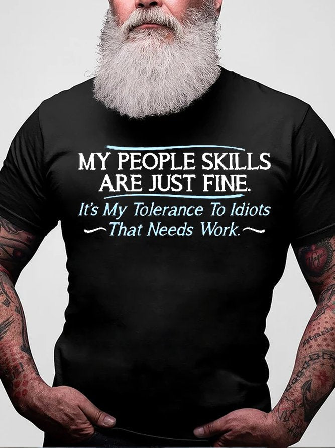 T-shirt avec slogan pour hommes, mes compétences relationnelles sont juste fines