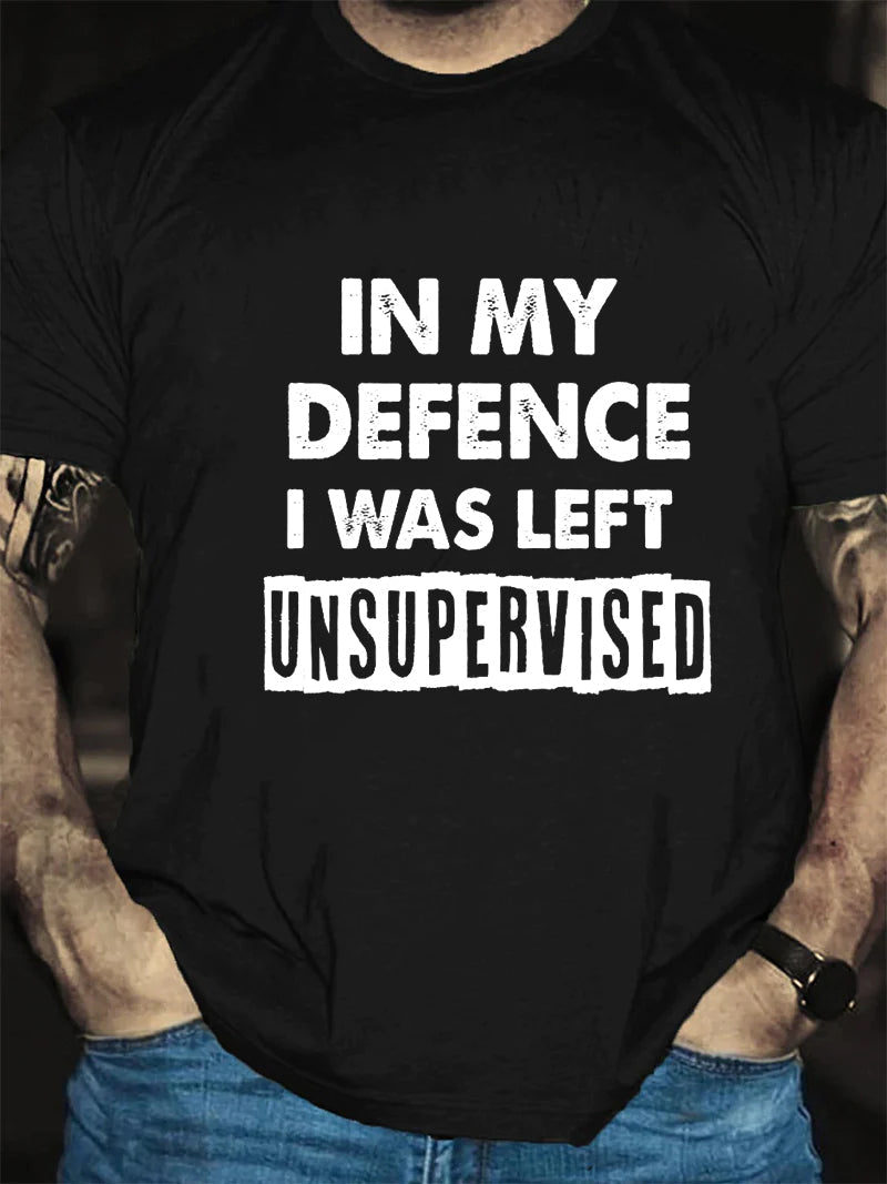 T-shirt avec slogan imprimé pour ma défense, j'ai été laissé pour hommes