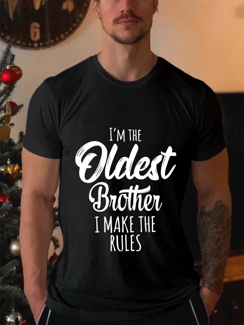 Je suis le plus vieux frère imprimé T-shirt avec slogan pour hommes